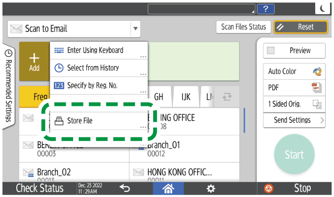 Operation panel screen illustration