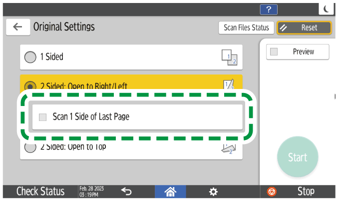 Operation panel screen illustration
