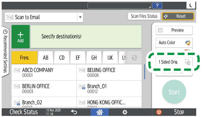 Operation panel screen illustration