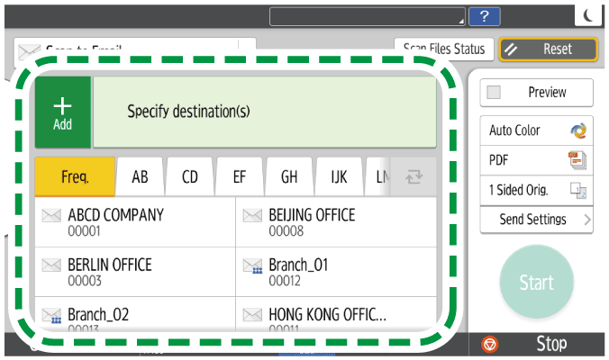 Operation panel screen illustration