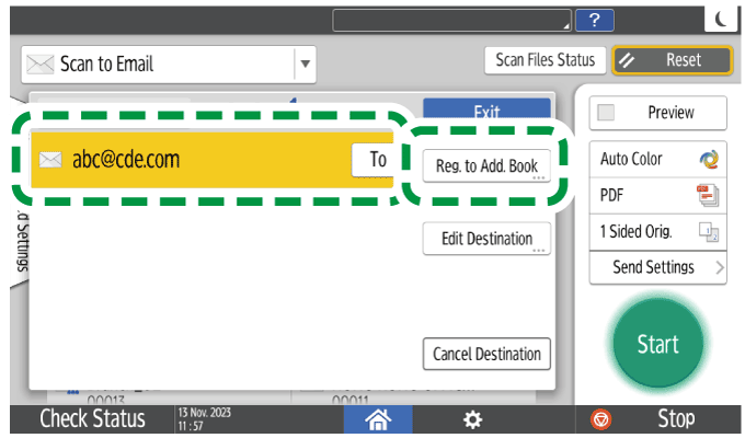 Operation panel screen illustration