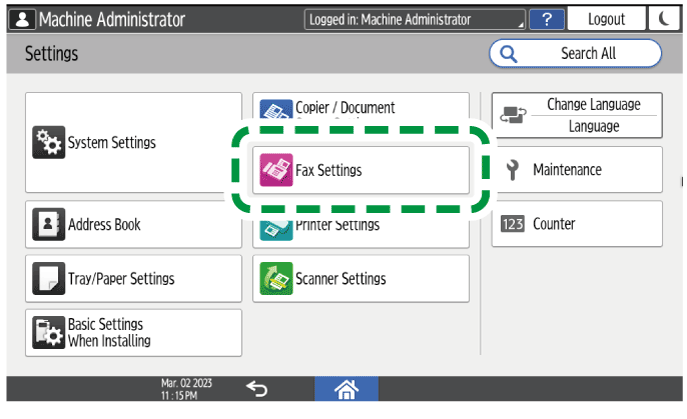 Operation panel screen illustration