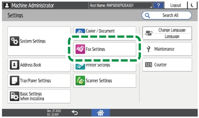 Operation panel screen illustration