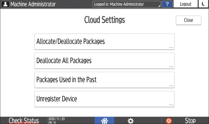 Operation panel screen illustration