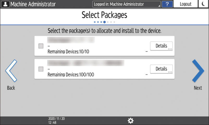 Operation panel screen illustration