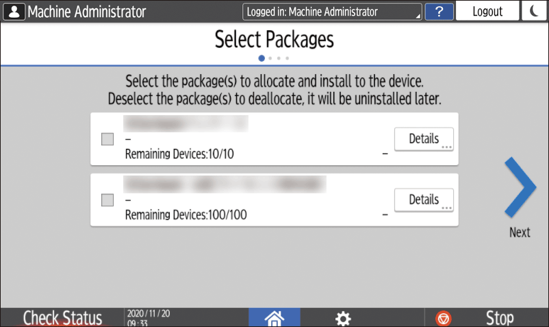 Operation panel screen illustration