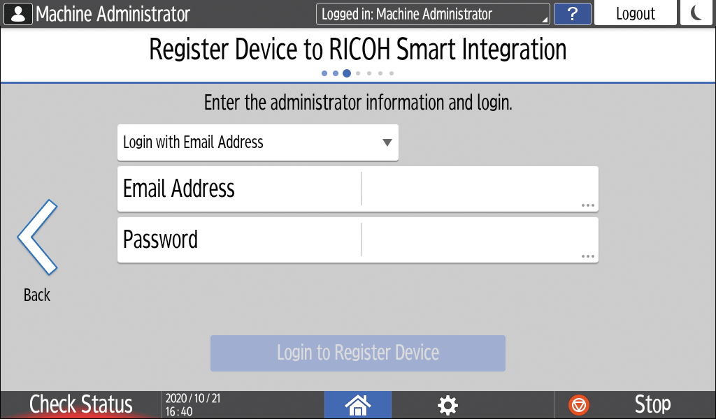 Operation panel screen illustration