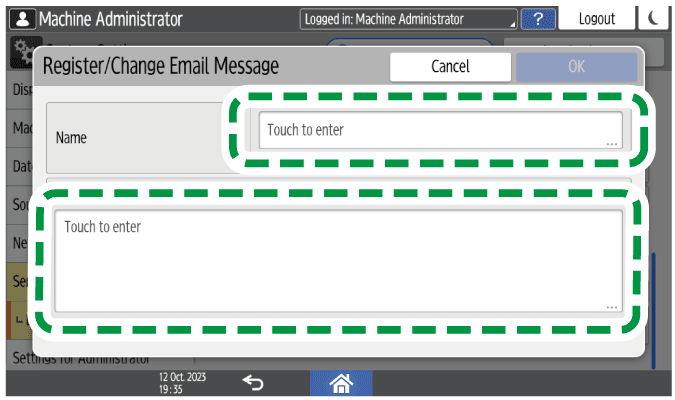 Operation panel screen illustration