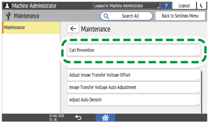 Operation panel screen illustration
