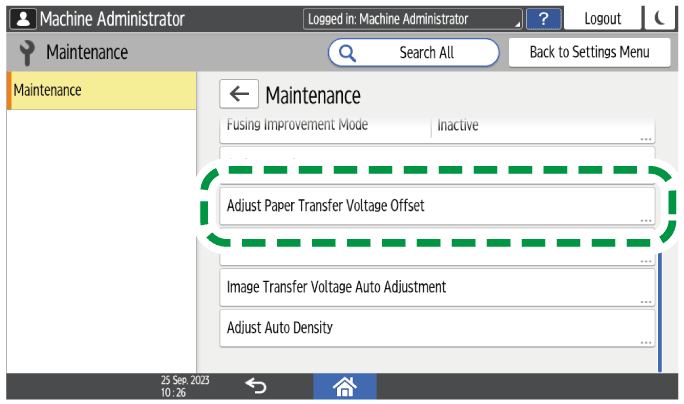 Operation panel screen illustration