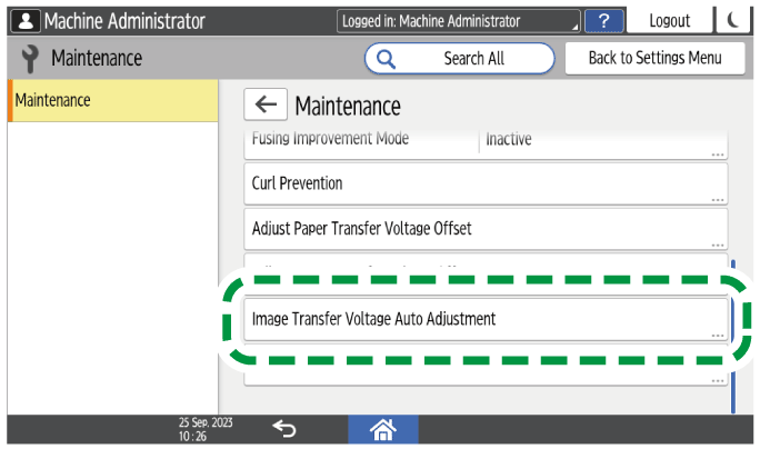 Operation panel screen illustration