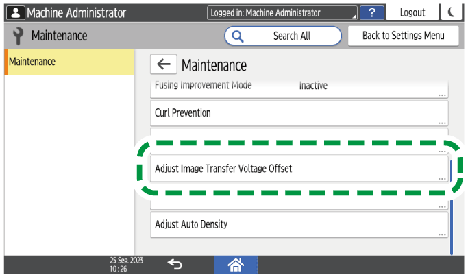 Operation panel screen illustration