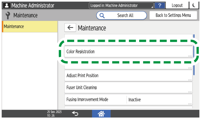 Operation panel screen illustration