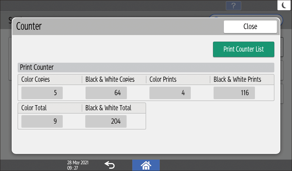 Operation panel screen illustration