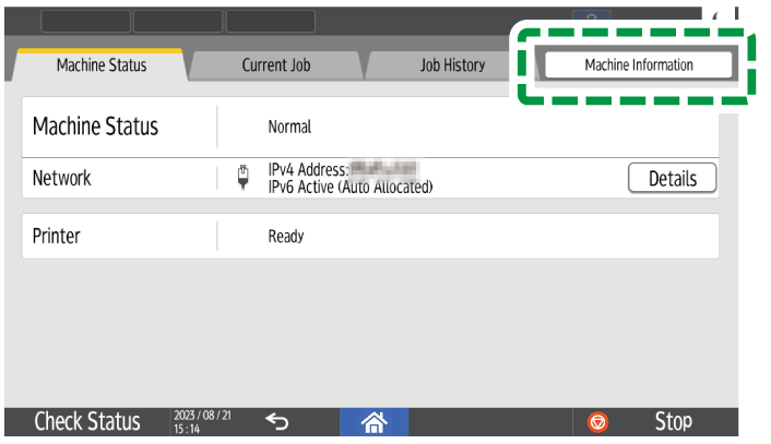 Operation panel screen illustration
