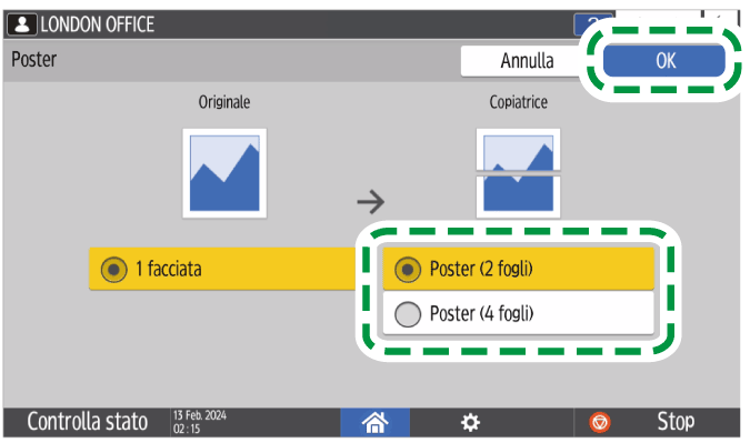 Illustrazione della schermata sul pannello di controllo