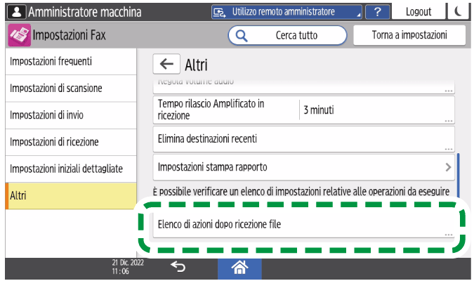 Illustrazione della schermata sul pannello di controllo