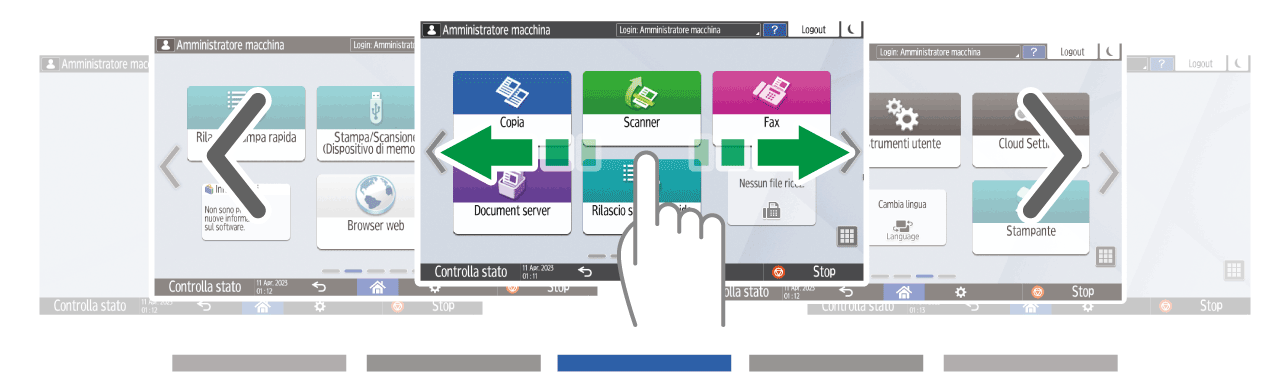 Illustrazione della schermata sul pannello di controllo
