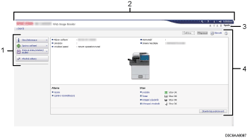 Číslovaná ilustrace obrazovky webového prohlížeče