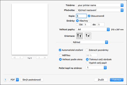 Ilustrace obrazovky ovladače