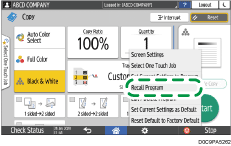 Operation panel screen illustration
