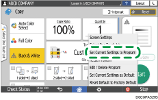 Operation panel screen illustration