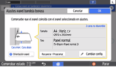 Ilustración de la pantalla del panel de mandos