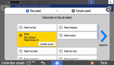 Ilustración de la pantalla del panel de mandos
