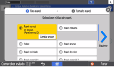 Ilustración de la pantalla del panel de mandos