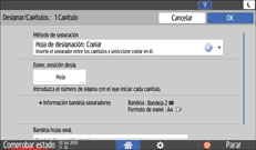 Ilustración de la pantalla del panel de mandos