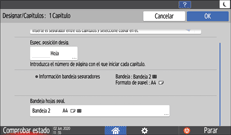 Ilustración de la pantalla del panel de mandos
