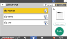Ilustración de la pantalla del panel de mandos