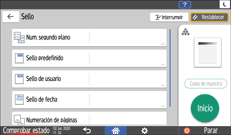 Ilustración de la pantalla del panel de mandos