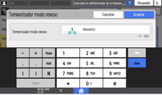 Ilustración de la pantalla del panel de mandos