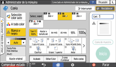 Ilustración de la pantalla del panel de mandos