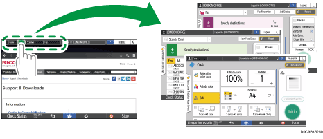 Ilustración de la pantalla del panel de mandos