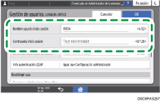 Ilustración de la pantalla del panel de mandos