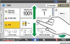 Ilustración de la pantalla del panel de mandos
