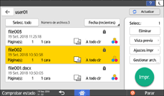 Ilustración de la pantalla del panel de mandos