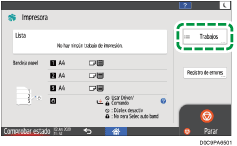 Ilustración de la pantalla del panel de mandos