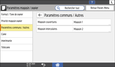 Illustration de l'écran du panneau de commande