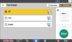 Illustration de l'écran du panneau de commande