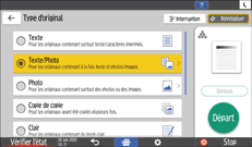 Illustration de l'écran du panneau de commande