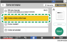 Illustration de l'écran du panneau de commande