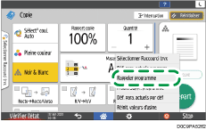 Illustration de l'écran du panneau de commande