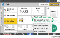 Illustration de l'écran du panneau de commande