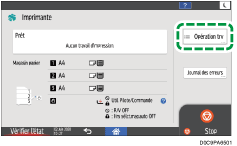 Illustration de l'écran du panneau de commande