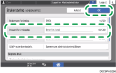 Illustrasjon av betjeningspanelet