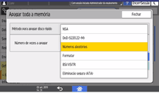 Ilustração do ecrã do painel de operação