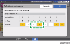 Ilustração do ecrã do painel de operação